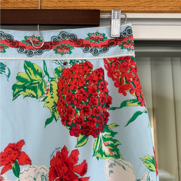 NWT Cara Cara Jackie Skirt, Light Blue with Red Floral Pattern, “Floral Dew” - Picture 2 of 8